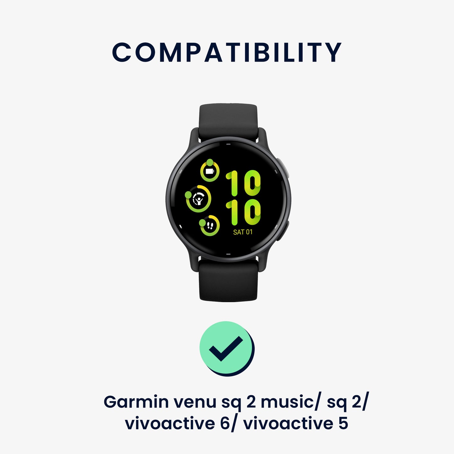 kwmobile Silikon Uhrenarmband für Garmin Venu Sq 2 Music / Sq 2 / Vivoactive 6 / Vivoactive 5 Armband - Ersatzarmband für Fitnesstracker - Wechselarmband Smartwatch - Pastellgrün Pastellgrün