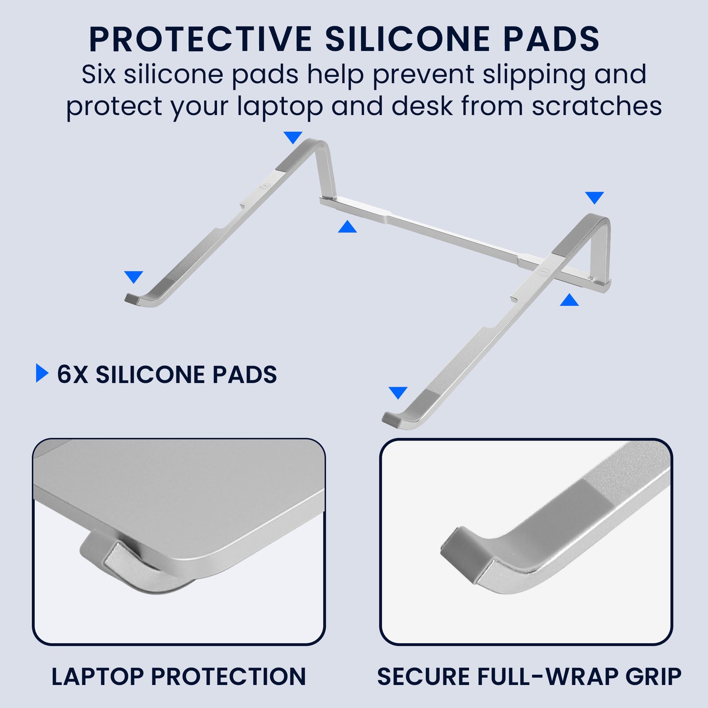 kwmobile Laptop Ständer Stand höhenverstellbar für 11 bis 15,6 Zoll - Laptopständer Laptop Halterung aus Aluminium - Notebook Halter Laptophalter Erhöhung faltbar Silber Silber