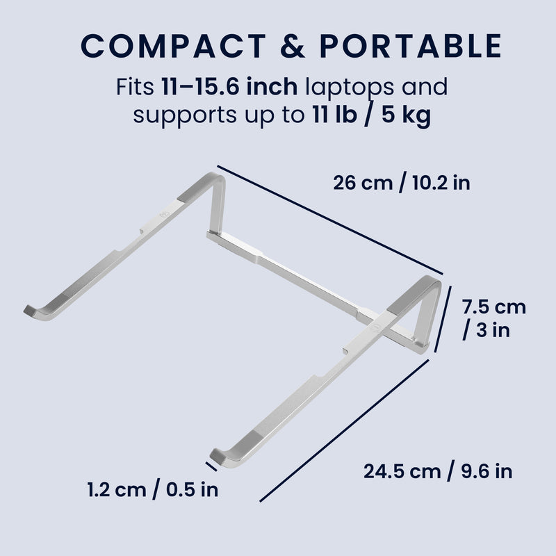 kwmobile Laptop Ständer Stand höhenverstellbar für 11 bis 15,6 Zoll - Laptopständer Laptop Halterung aus Aluminium - Notebook Halter Laptophalter Erhöhung faltbar Silber Silber
