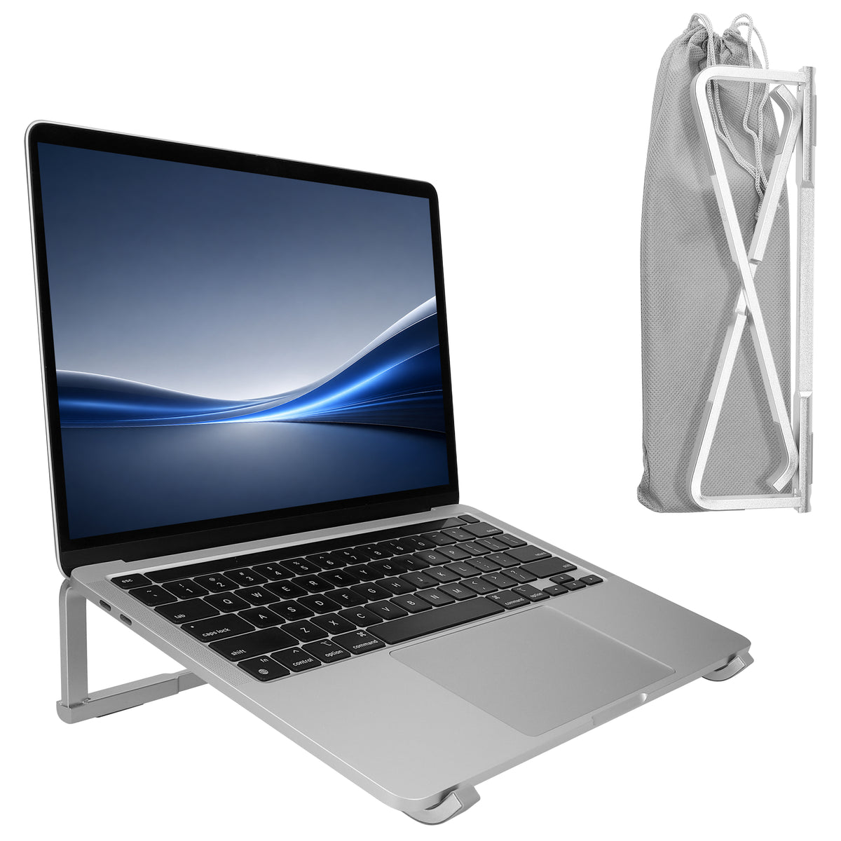 kwmobile Laptop Ständer Stand höhenverstellbar für 11 bis 15,6 Zoll - Laptopständer Laptop Halterung aus Aluminium - Notebook Halter Laptophalter Erhöhung faltbar Silber Silber