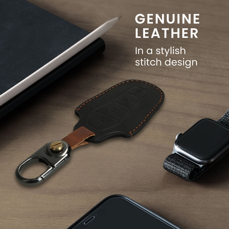 kwmobile Leder Autoschlüssel Hülle kompatibel mit BYD Atto 3 / Sealion / Han / Tang / Dolphin / Seal Schlüsselhülle - Schlüssel Tasche Schwarz Schwarz