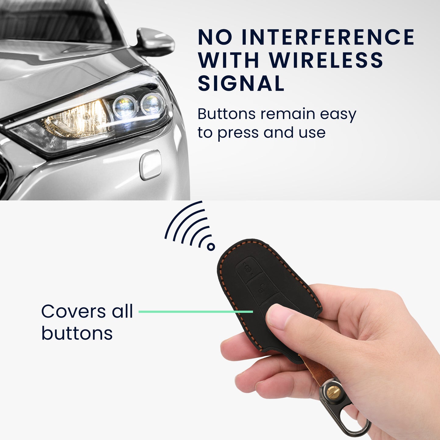 kwmobile Leder Autoschlüssel Hülle kompatibel mit BYD Atto 3 / Sealion / Han / Tang / Dolphin / Seal Schlüsselhülle - Schlüssel Tasche Schwarz Schwarz