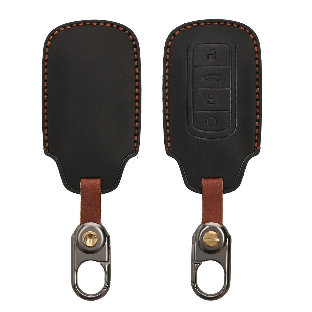 kwmobile Leder Autoschlüssel Hülle kompatibel mit Chery Omoda C5 / Jaecoo 7 / Tiggo 7 Pro 8 Pro / Arrizo 5 Schlüsselhülle - Schlüssel Tasche Schwarz Schwarz