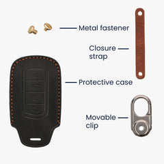 kwmobile Leder Autoschlüssel Hülle kompatibel mit Chery Omoda C5 / Jaecoo 7 / Tiggo 7 Pro 8 Pro / Arrizo 5 Schlüsselhülle - Schlüssel Tasche Schwarz Schwarz