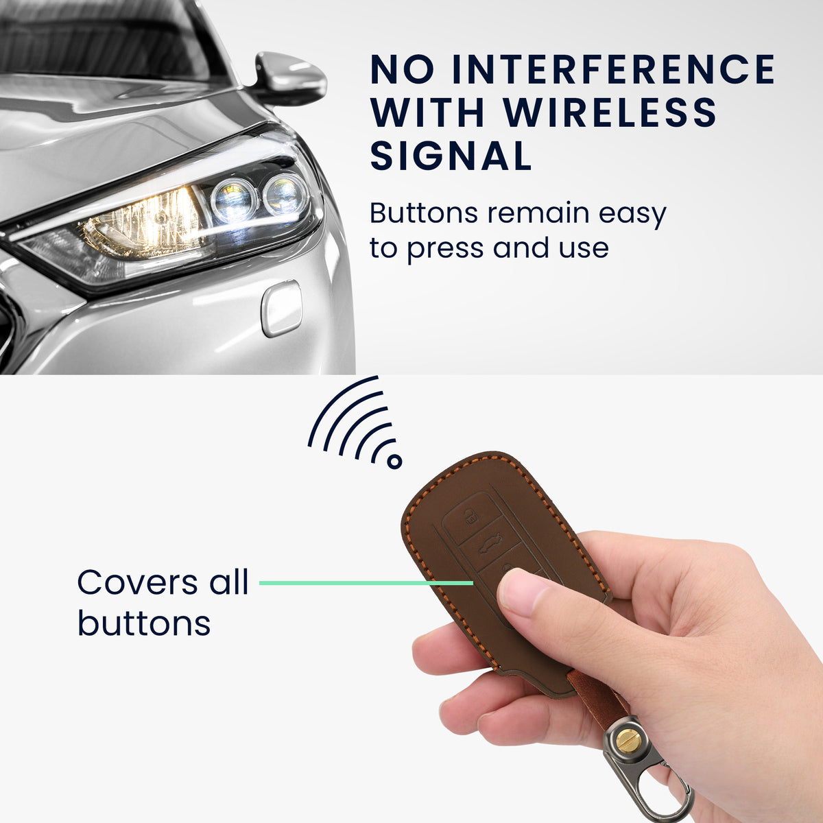 kwmobile Leder Autoschlüssel Hülle kompatibel mit Chery Omoda C5 / Jaecoo 7 / Tiggo 7 Pro 8 Pro / Arrizo 5 Schlüsselhülle - Schlüssel Tasche Braun Braun