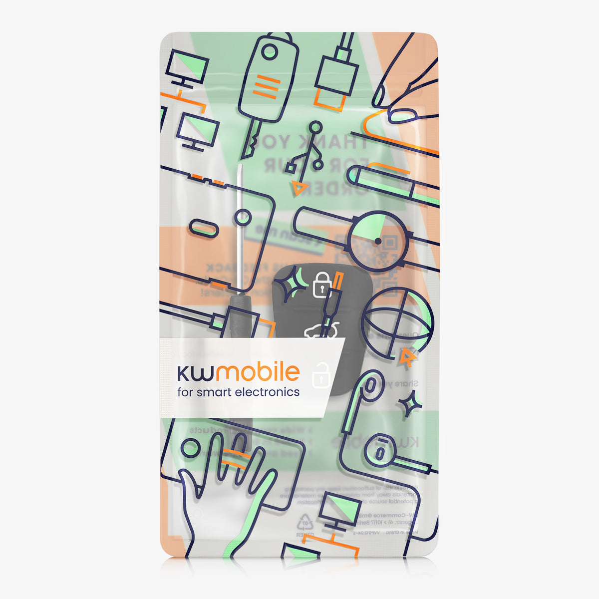 kwmobile Autoschlüssel Ersatztasten für Hyundai 3-Tasten Klapp Autoschlüssel Tastenfeld - Tastenfeld für Auto Schlüssel Tasten - Schwarz Weiß Schwarz