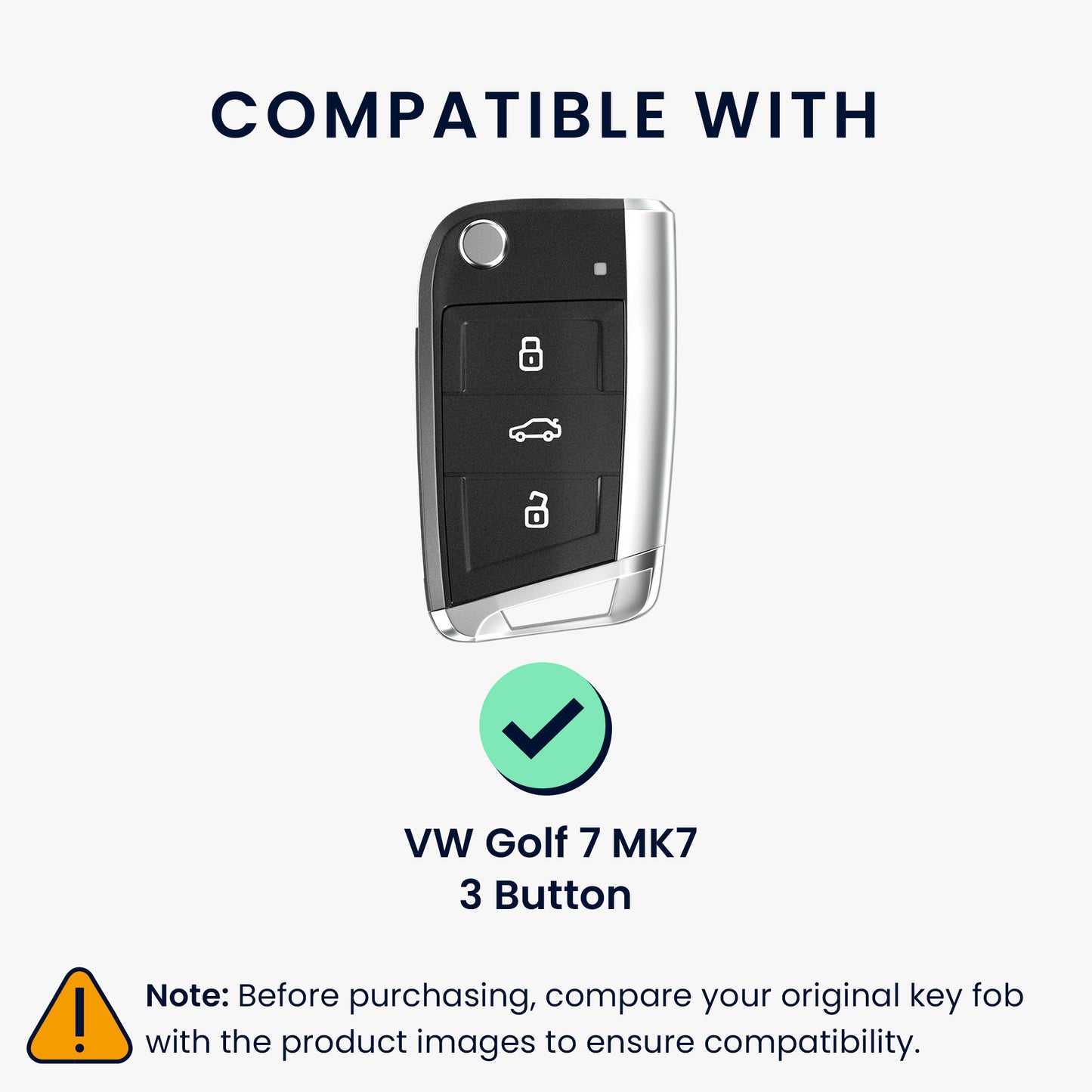 kwmobile Autoschlüssel Ersatztasten für VW Golf 7 MK7 3-Tasten Autoschlüssel Tastenfeld - Tastenfeld für Auto Schlüssel Tasten - Schwarz Weiß Schwarz  [dsg01]