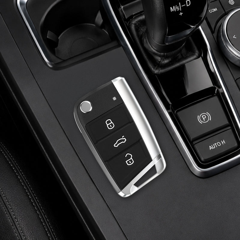 kwmobile Autoschlüssel Ersatztasten für VW Golf 7 MK7 3-Tasten Autoschlüssel Tastenfeld - Tastenfeld für Auto Schlüssel Tasten - Schwarz Weiß Schwarz  [dsg01]