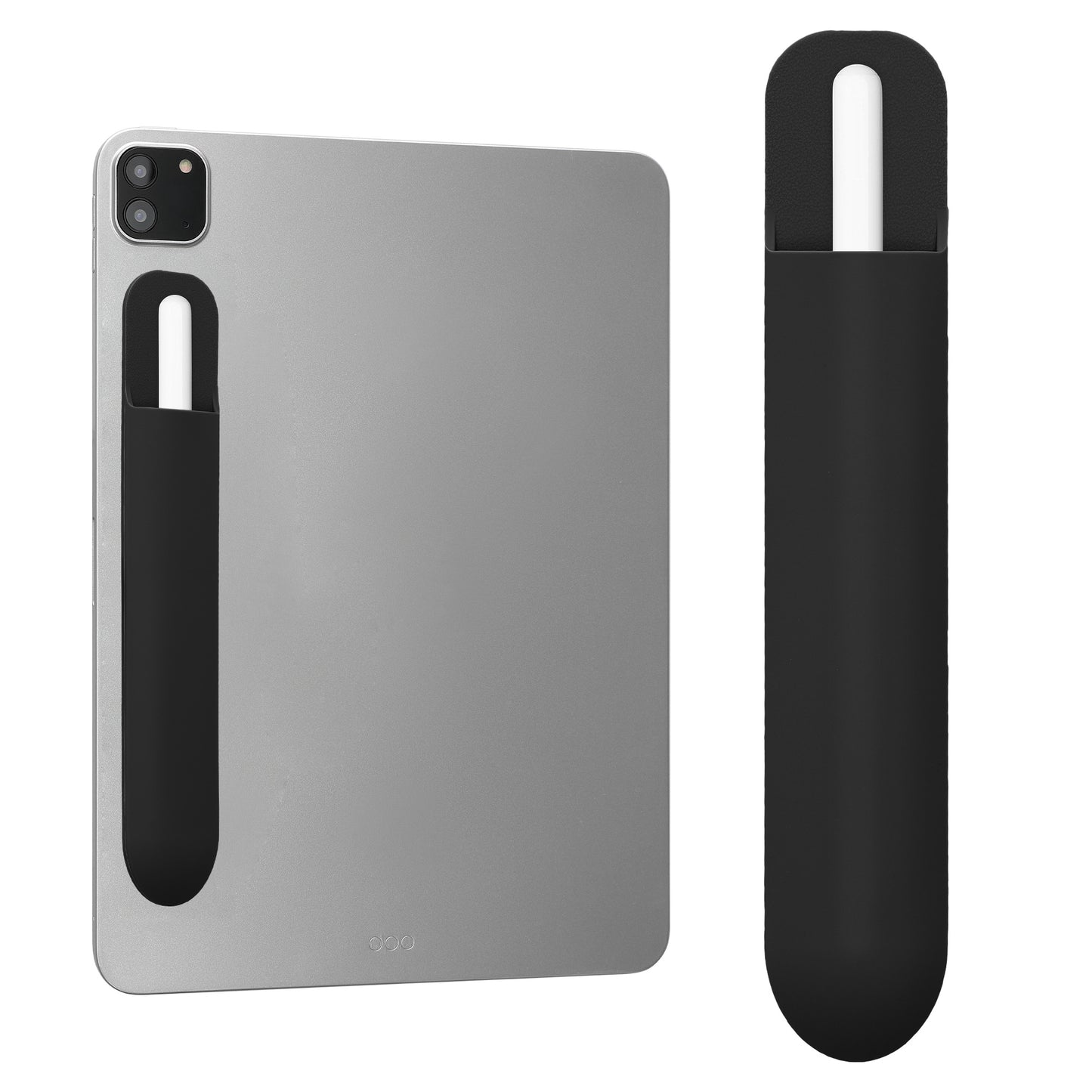 kwmobile Tablet Stifthalter für Apple Pencil Pro / Pencil 1&2 / S Pen / Stylus Hülle - selbstklebende Pencil Halterung aus Silikon - Stylus Cover in Schwarz Schwarz