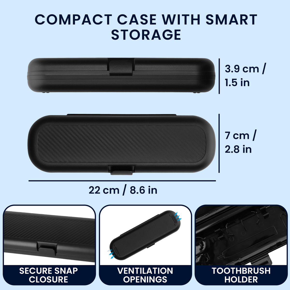 kwmobile Zahnbürsten Reiseetui für Oral-B / Oral-B Pro - Kunststoff Etui Box für elektrische Zahnbürste & 2 Bürstenköpfe - Reise Case - Schwarz Schwarz