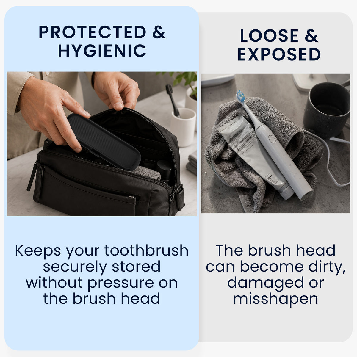 kwmobile Zahnbürsten Reiseetui für Oral-B / Oral-B Pro - Kunststoff Etui Box für elektrische Zahnbürste & 2 Bürstenköpfe - Reise Case - Schwarz Schwarz