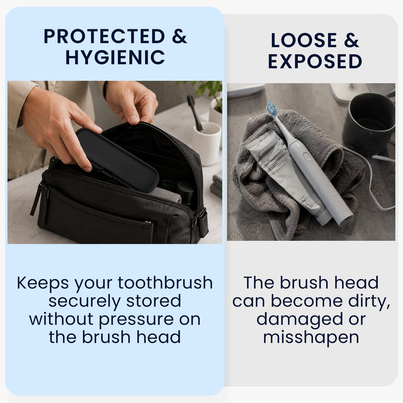 kwmobile Zahnbürsten Reiseetui für Oral-B / Oral-B Pro - Kunststoff Etui Box für elektrische Zahnbürste & 2 Bürstenköpfe - Reise Case - Schwarz Schwarz