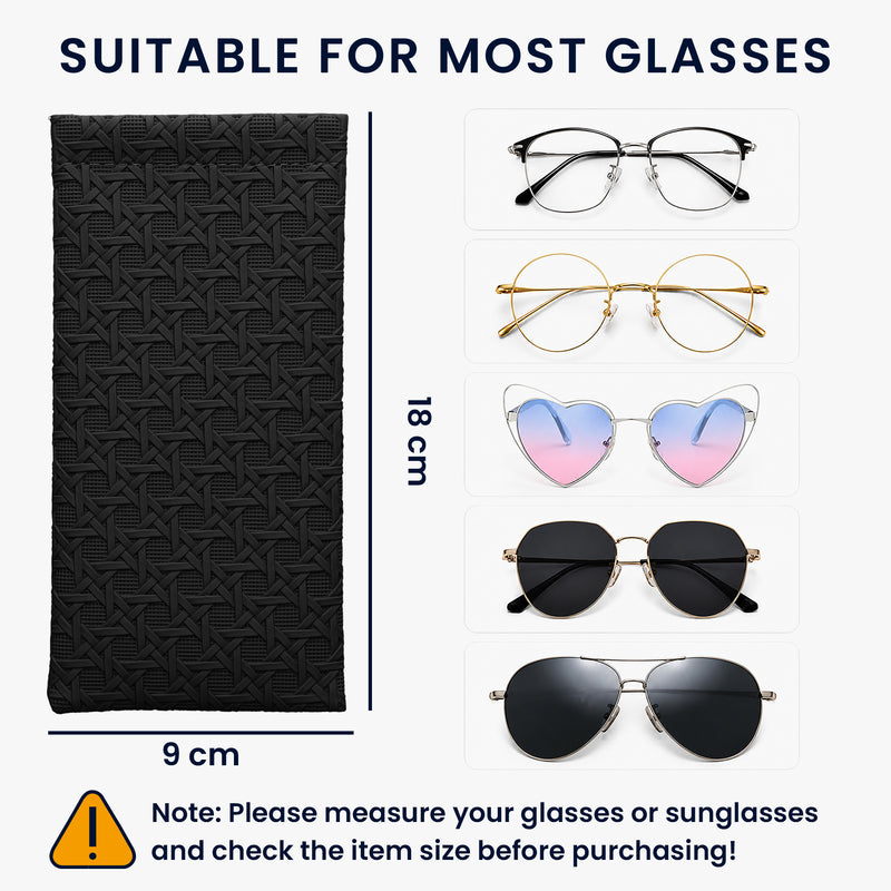 kwmobile 2x Brillenetui weich aus PU-Leder - Sonnenbrillen Etui Set - Brillentasche für Sonnenbrille und Lesebrille - weiche Brillenhülle mit Druckverschluss - Schwarz Beige Schwarz