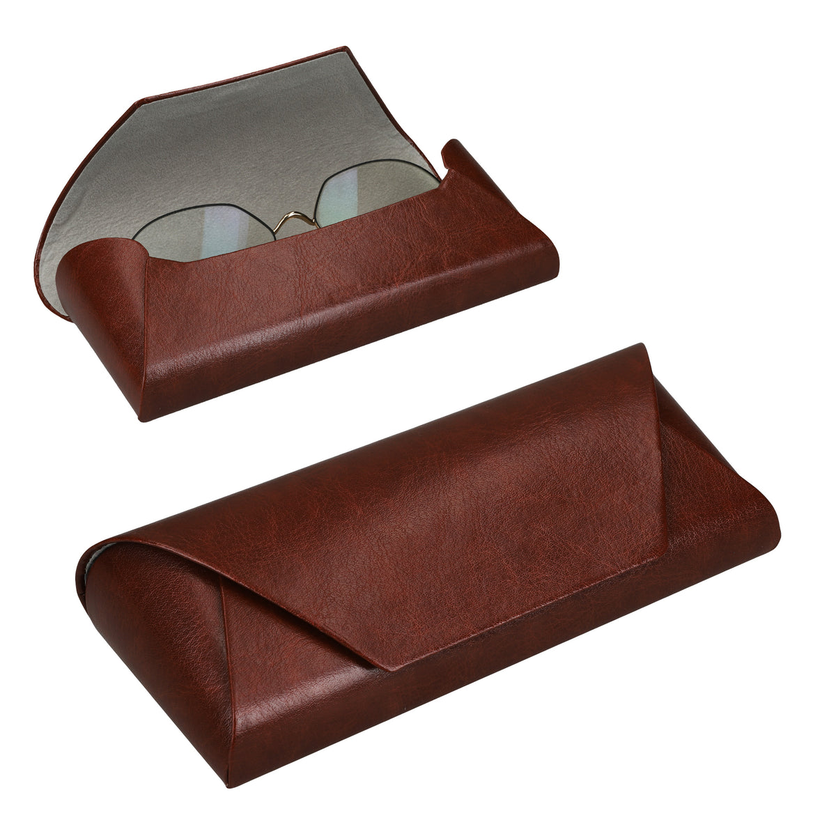 kwmobile Brillenetui Hardcase aus PU Leder - Brillenhülle mit weichem Innenfutter und Magnetverschluss - Brillen Etui für Damen und Herren - Glasses Case - Braun Braun