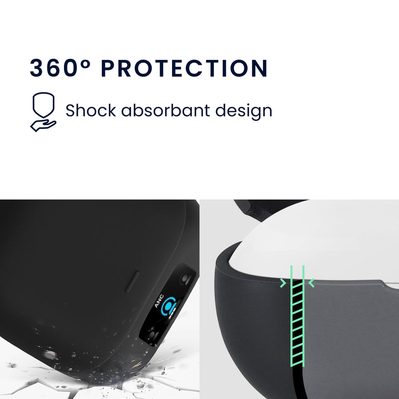kwmobile Schutzhülle für Anker Soundcore Liberty 5 Pro Hülle - TPU Silikon Case für Kopfhörer Ladecase - stoßfestes Cover mit Karabiner - Schwarz Schwarz