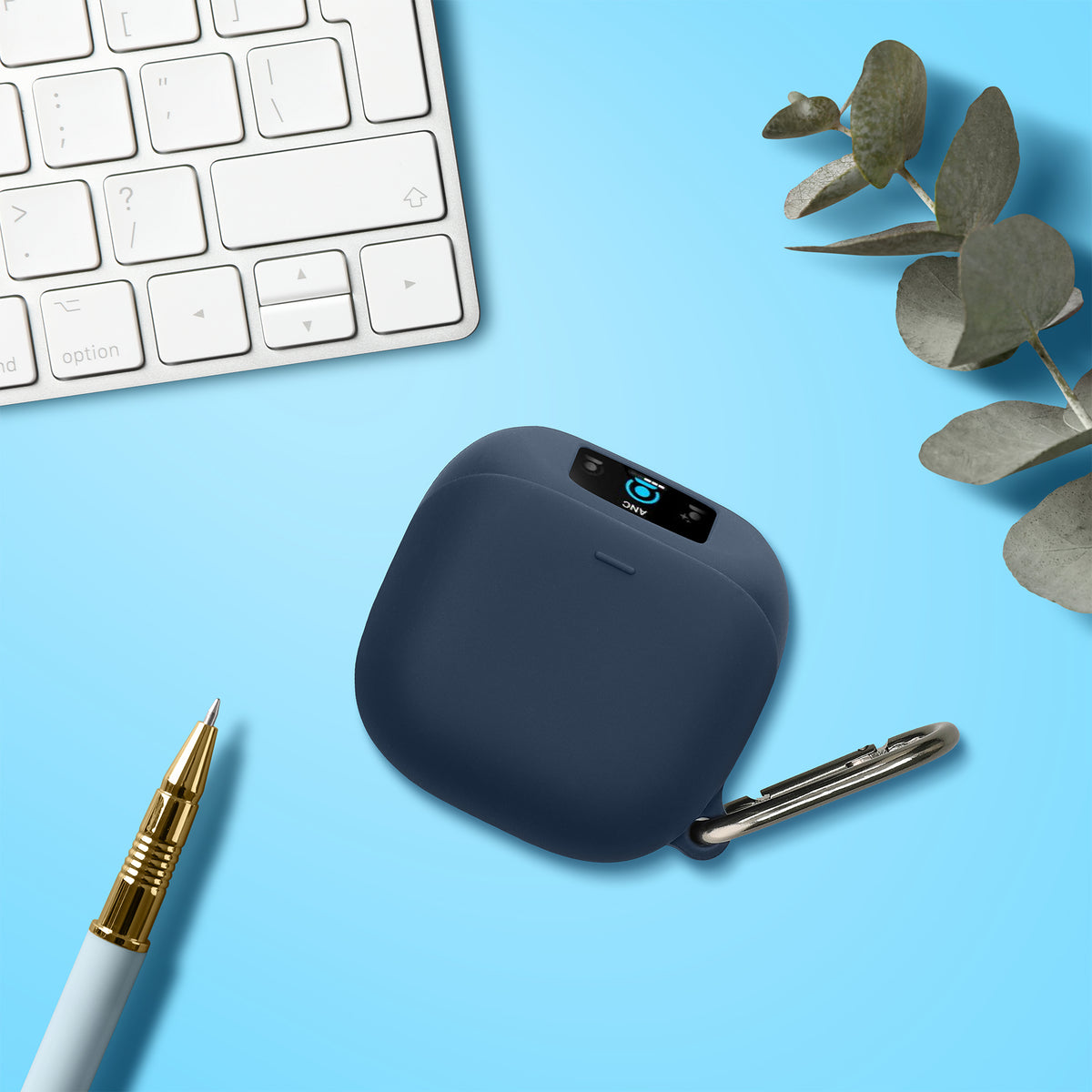kwmobile Schutzhülle für Anker Soundcore Liberty 5 Pro Hülle - TPU Silikon Case für Kopfhörer Ladecase - stoßfestes Cover mit Karabiner - Dunkelblau Dunkelblau