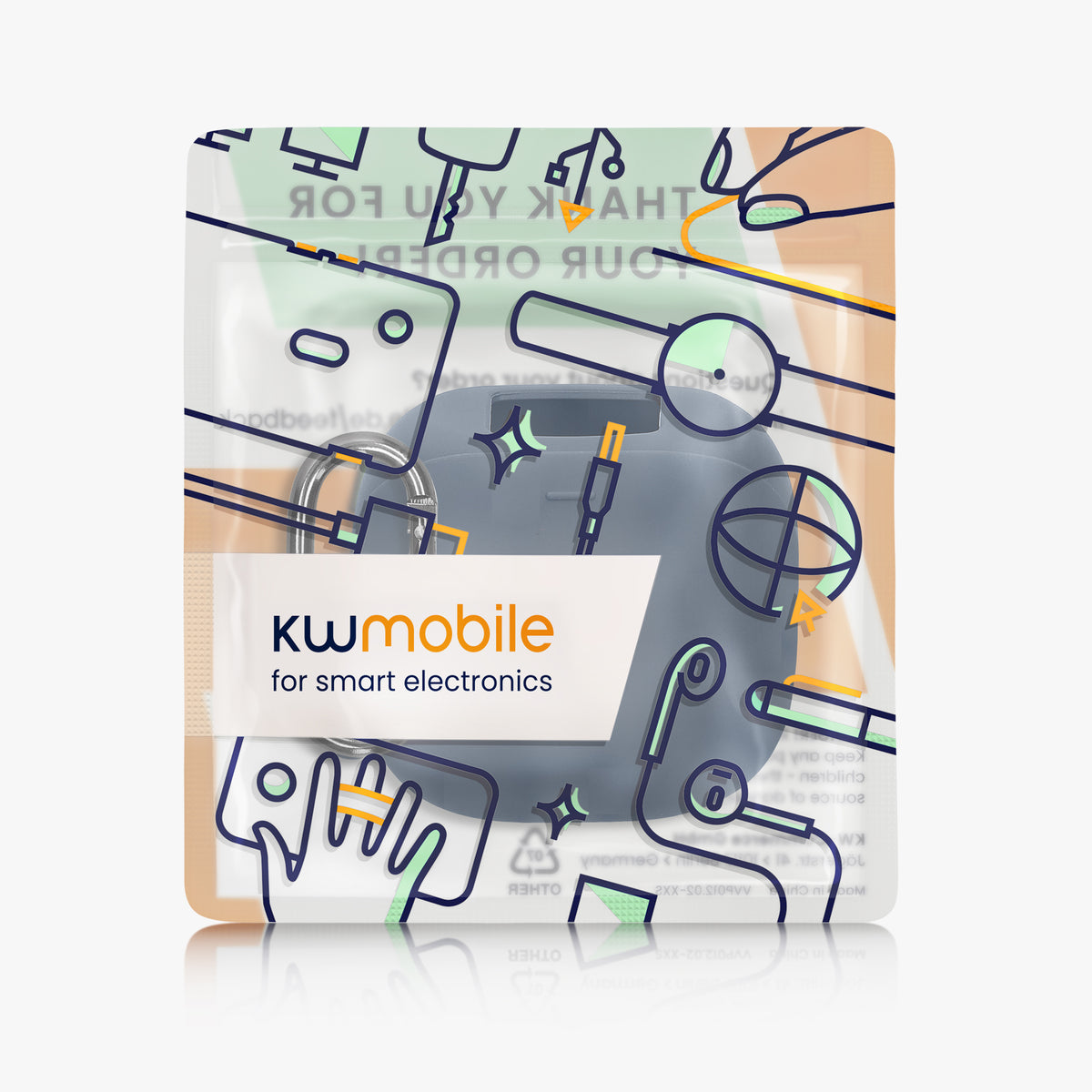 kwmobile Schutzhülle für Anker Soundcore Liberty 5 Pro Hülle - TPU Silikon Case für Kopfhörer Ladecase - stoßfestes Cover mit Karabiner - Dunkelblau Dunkelblau