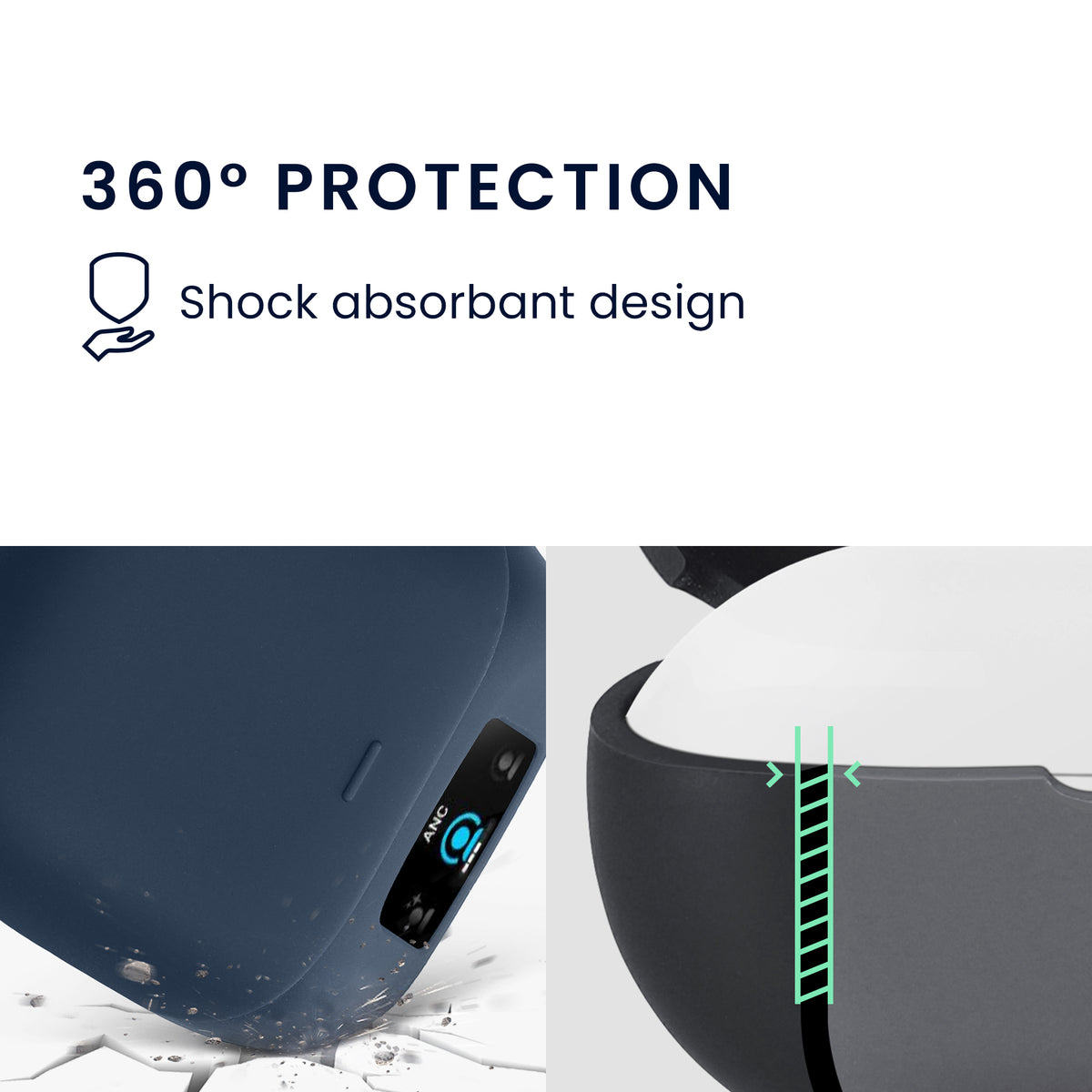 kwmobile Schutzhülle für Anker Soundcore Liberty 5 Pro Hülle - TPU Silikon Case für Kopfhörer Ladecase - stoßfestes Cover mit Karabiner - Dunkelblau Dunkelblau