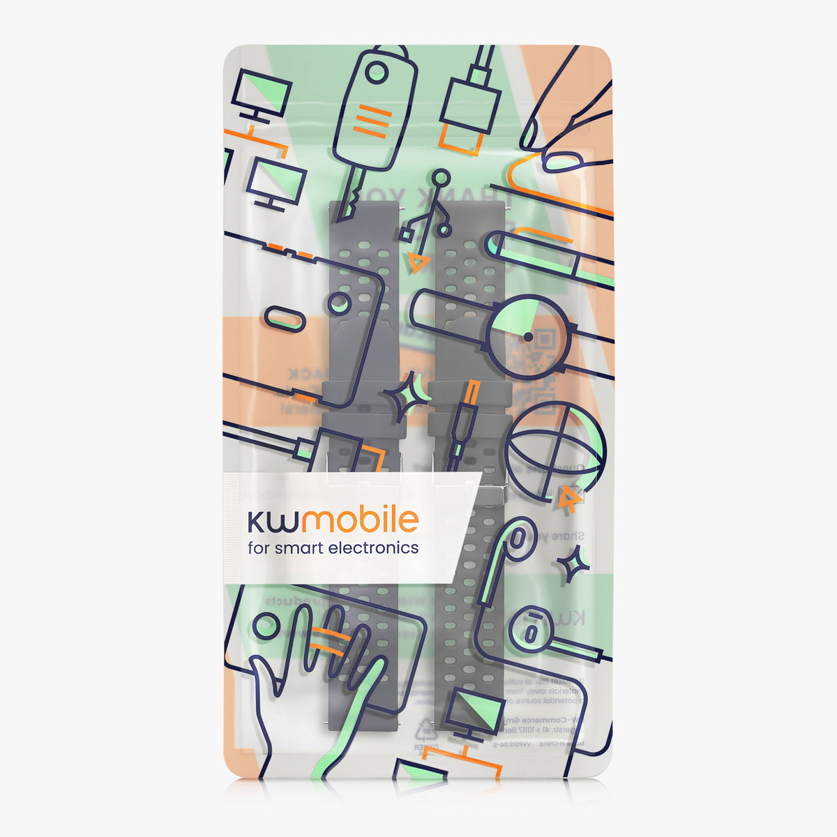 kwmobile 2x Uhrenarmband für Amazfit Cheetah 2 Pro Armband - Fitnesstracker Band Set aus TPU Silikon - Ersatzarmband Smartwatch - Schwarz Dunkelblau Schwarz  [dsg01]