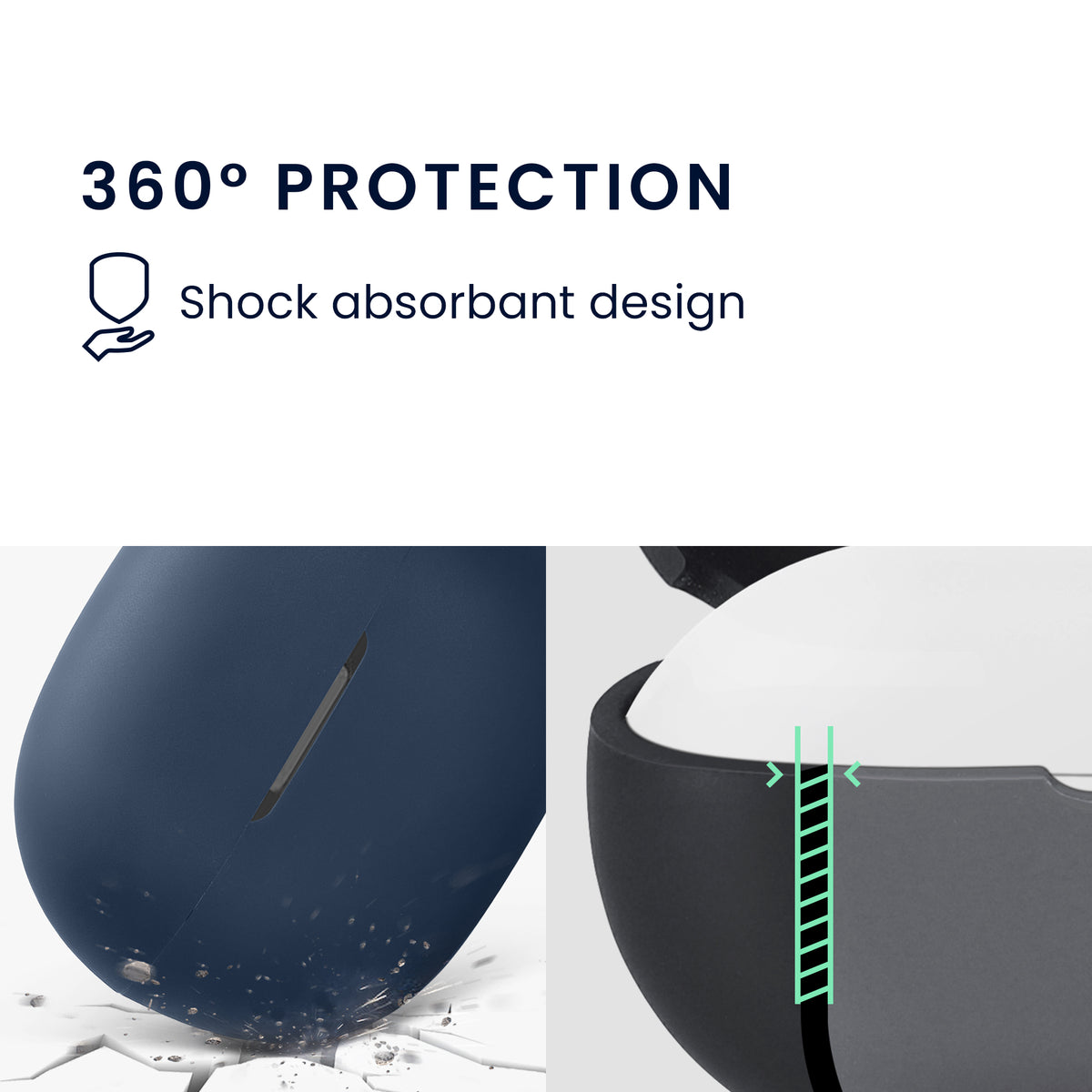 kwmobile Schutzhülle für Shokz OpenDots Air E210 Hülle - TPU Silikon Case für Kopfhörer Ladecase - stoßfestes Cover mit Karabiner - Dunkelblau Dunkelblau