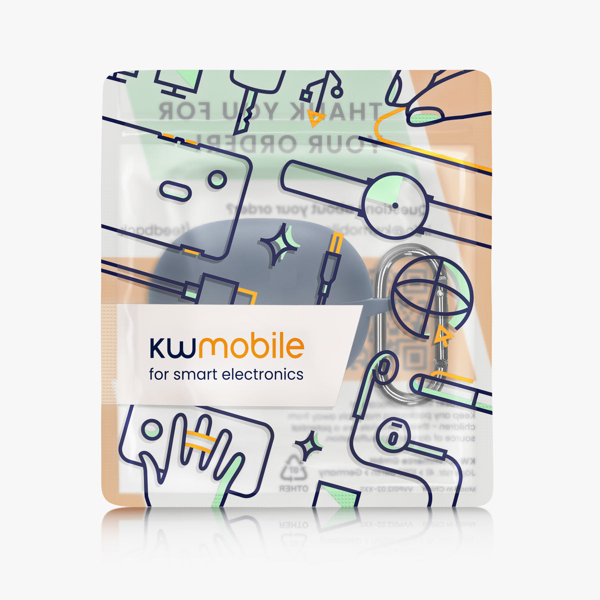 kwmobile Schutzhülle für Shokz OpenDots Air E210 Hülle - TPU Silikon Case für Kopfhörer Ladecase - stoßfestes Cover mit Karabiner - Dunkelblau Dunkelblau