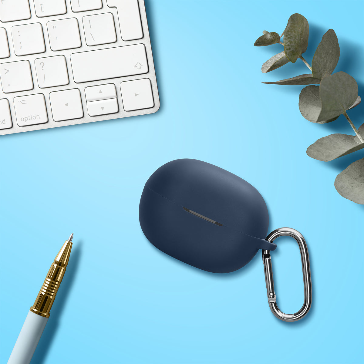 kwmobile Schutzhülle für Shokz OpenDots Air E210 Hülle - TPU Silikon Case für Kopfhörer Ladecase - stoßfestes Cover mit Karabiner - Dunkelblau Dunkelblau