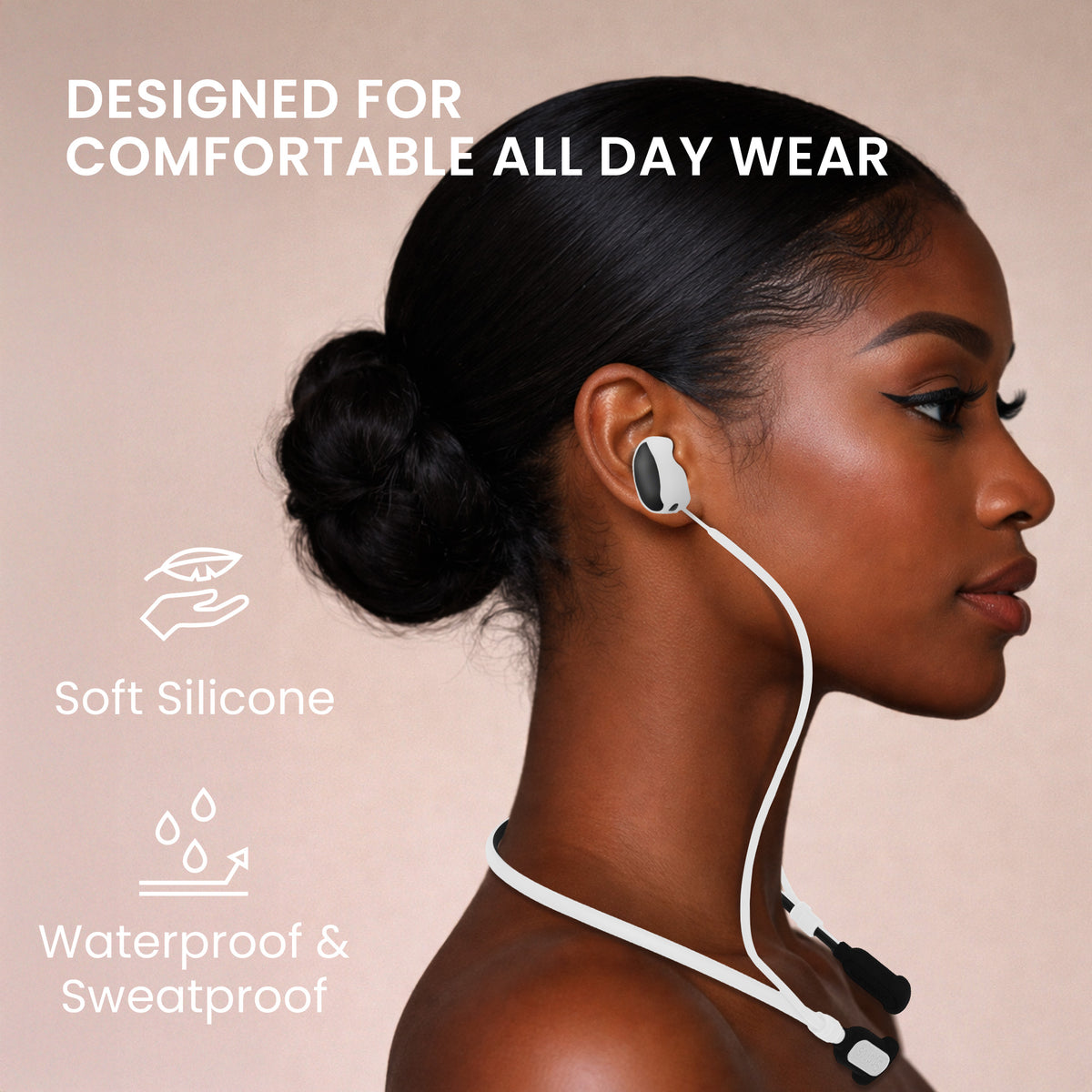 kwmobile Silikon Halteband für Sony WF-1000XM6 Halterung Jogging - in-Ear Headphones Band Strap - Kopfhörer Zubehör - Weiß Schwarz Weiß