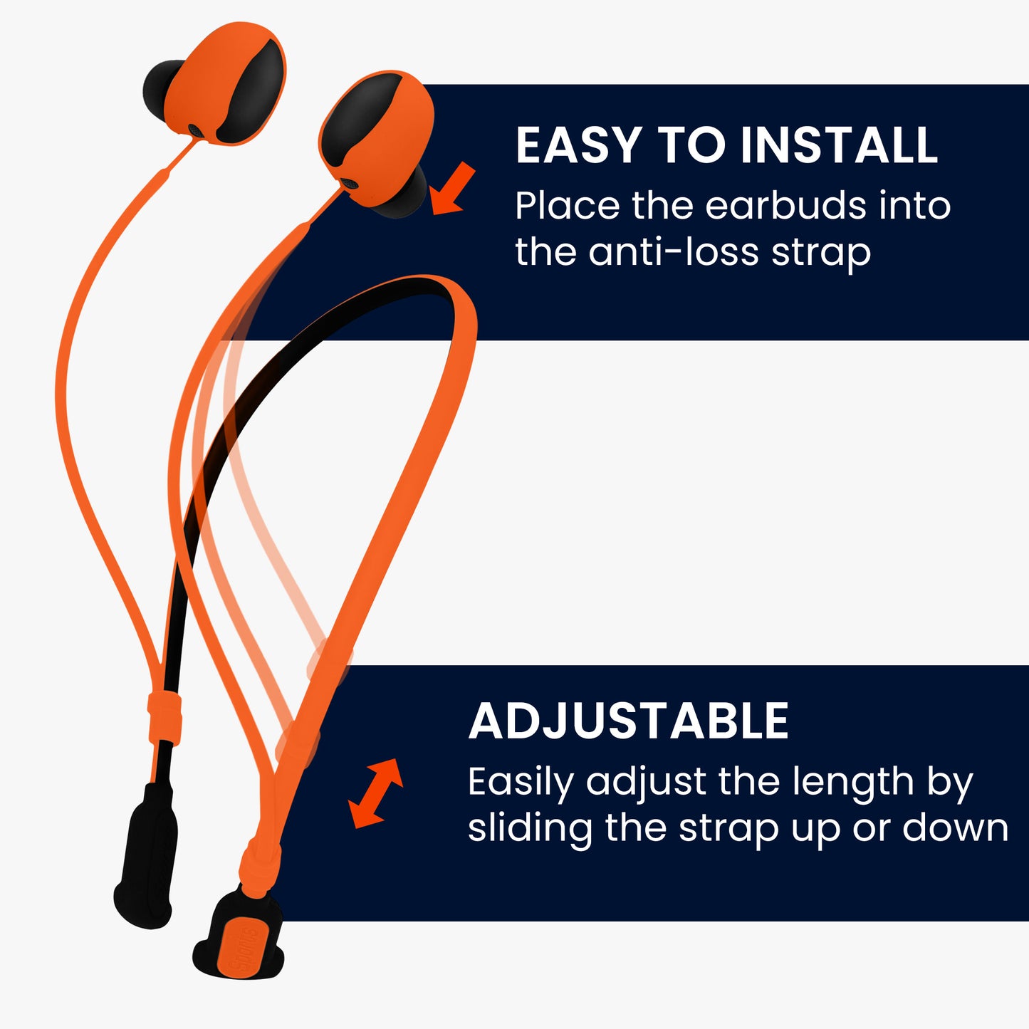 kwmobile Silikon Halteband für Sony WF-1000XM6 Halterung Jogging - in-Ear Headphones Band Strap - Kopfhörer Zubehör - Schwarz Orange Schwarz