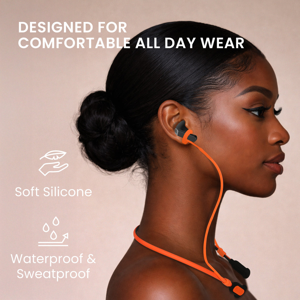 kwmobile Silikon Halteband für Samsung Galaxy Buds 4 / Galaxy Buds 4 Pro Halterung Jogging - in-Ear Headphones Band Strap - Kopfhörer Zubehör - Schwarz Orange Schwarz