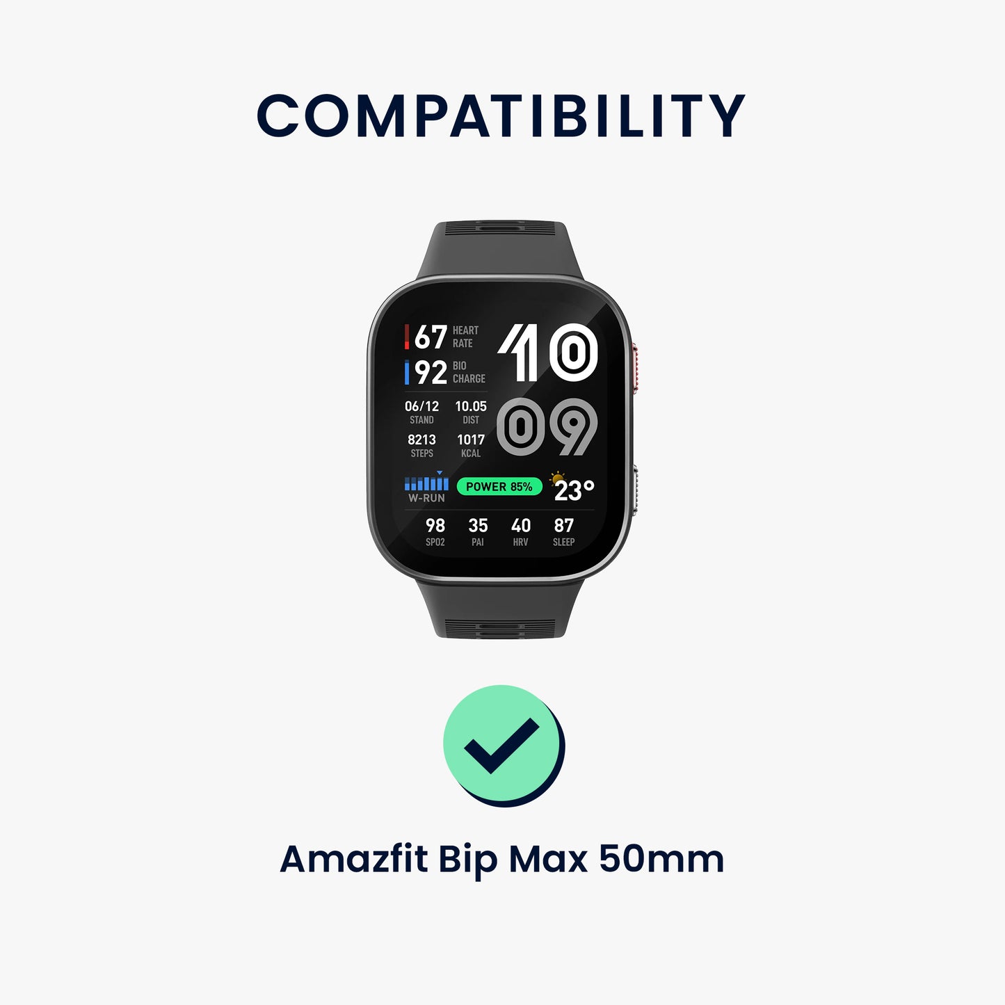 kwmobile 2x Transparente Displayschutzfolie kompatibel mit Amazfit Bip Max 50mm Folie - Schutzfolie für Fitness Tracker - robuster Displayschutz Transparent