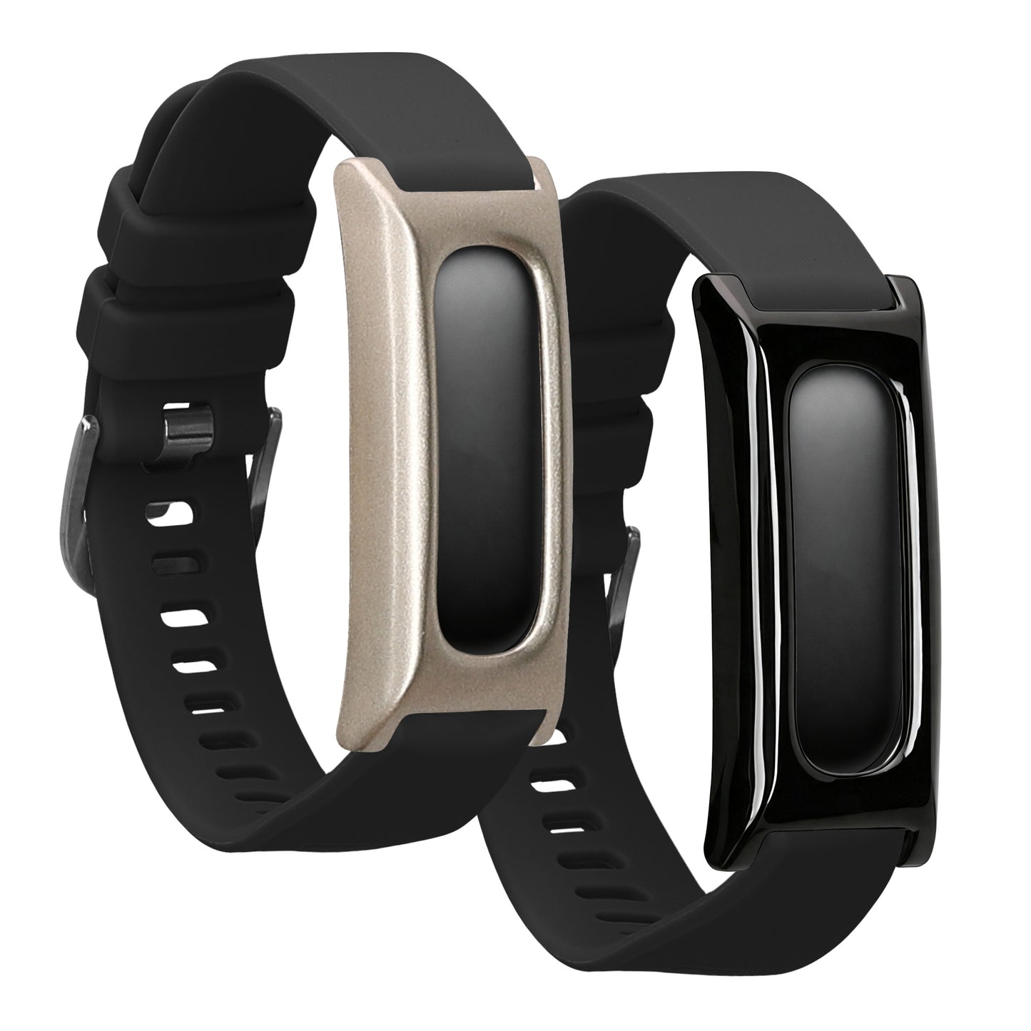 kwmobile 2x Hülle kompatibel mit Google Fitbit Air - Fitnesstracker Case Set Schwarz Silber - ohne Tracker Schwarz