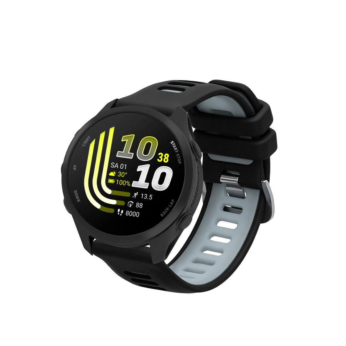 kwmobile Silikon Uhrenarmband für Garmin Forerunner 170 / Forerunner 70 Armband - Ersatzarmband für Fitnesstracker - Wechselarmband Smartwatch - Grau Schwarz Grau
