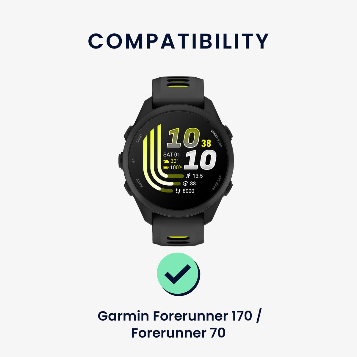 kwmobile Silikon Uhrenarmband für Garmin Forerunner 170 / Forerunner 70 Armband - Ersatzarmband für Fitnesstracker - Wechselarmband Smartwatch - Grau Schwarz Grau