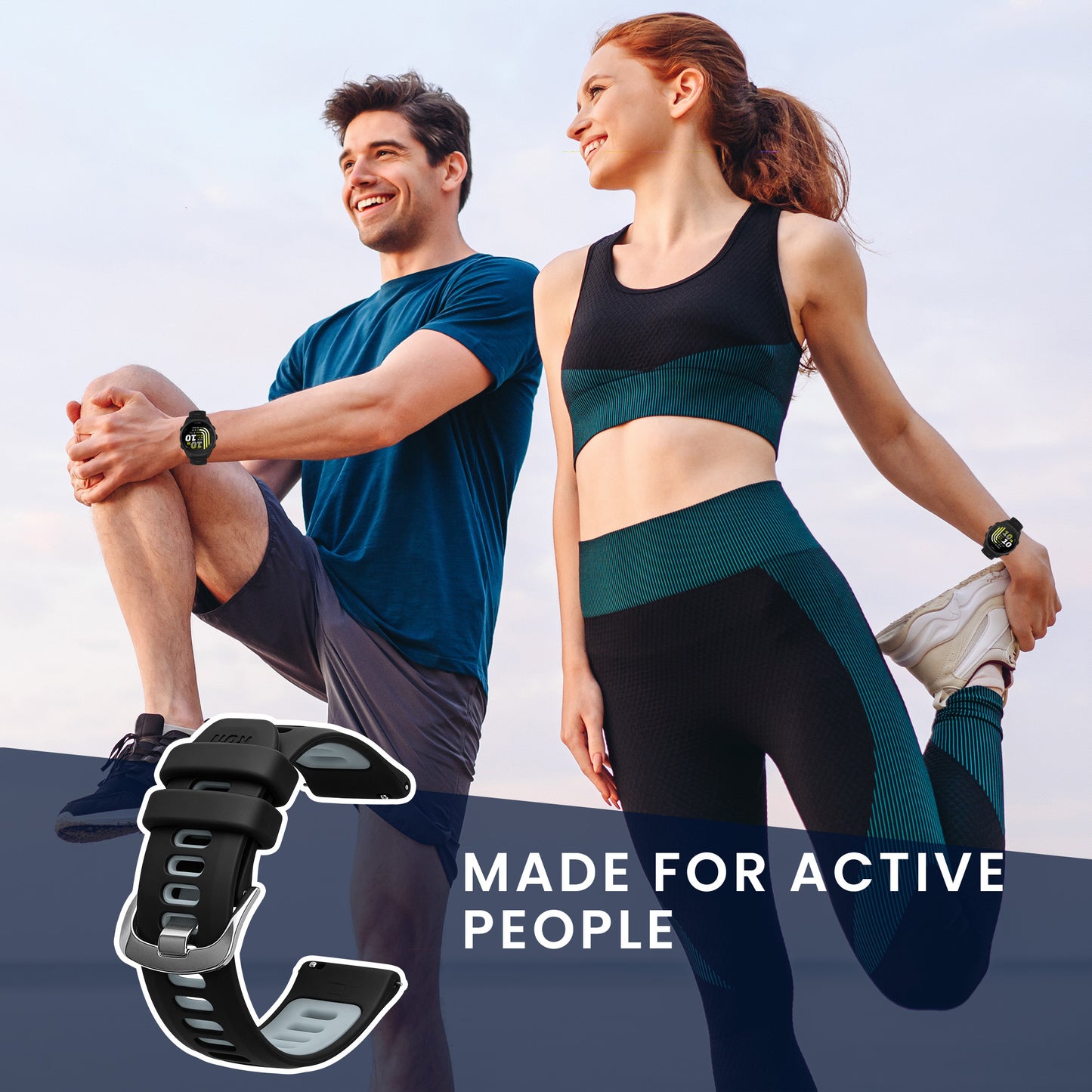 kwmobile Silikon Uhrenarmband für Garmin Forerunner 170 / Forerunner 70 Armband - Ersatzarmband für Fitnesstracker - Wechselarmband Smartwatch - Grau Schwarz Grau