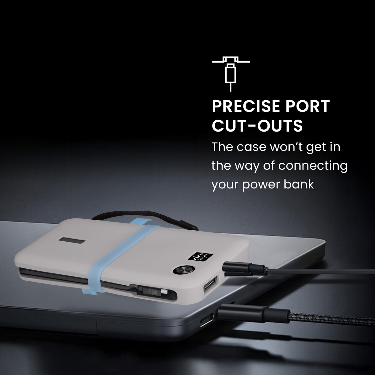kwmobile Silikon Hülle für Anker Powerbank 20000mAh 87W Max Case - Powerbank Hülle für unterwegs - Tasche für Power Bank - Grau Grau