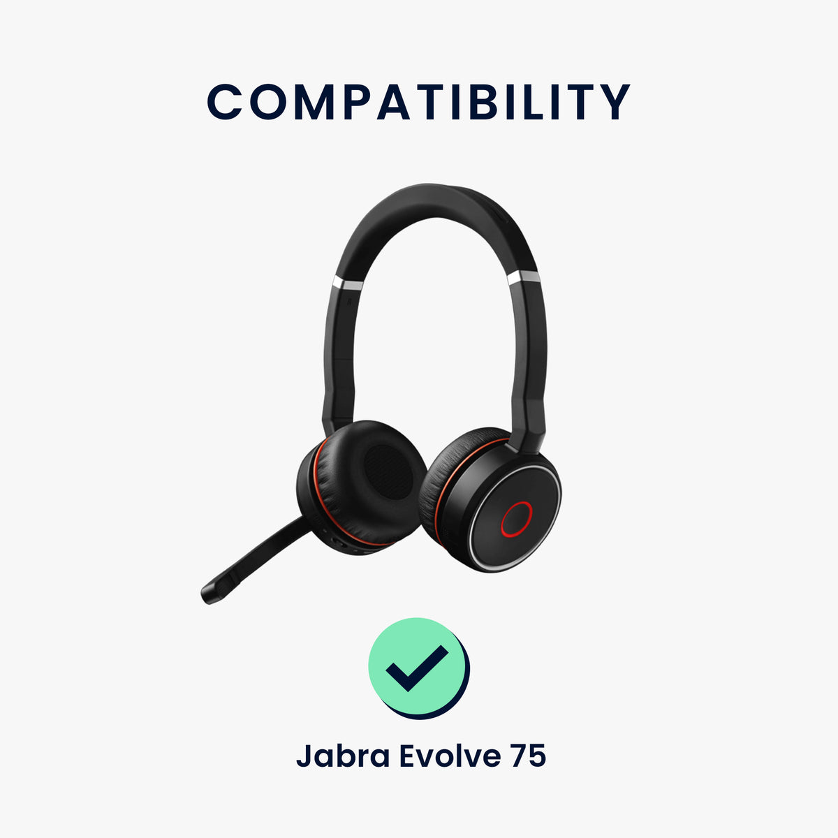 kwmobile 2x Kunstleder Ohr Polster für Jabra Evolve 75 Ohrpolster - Ersatz Ohrpolster - Kopfhörer Ersatzteile - Kopfhörer Ersatzpolster mit Cooling Effekt Schwarz