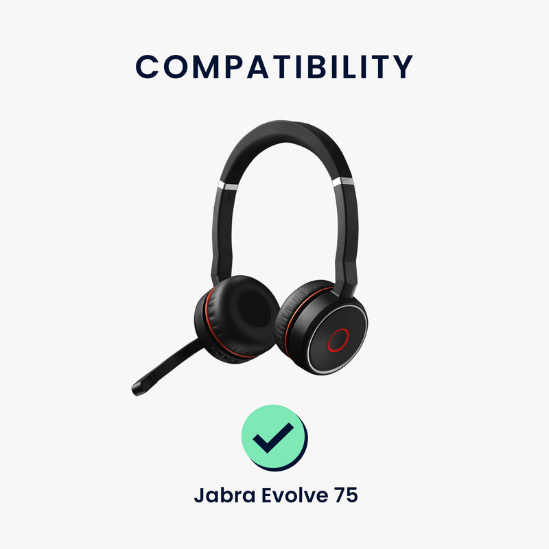 kwmobile 2x Kunstleder Ohr Polster für Jabra Evolve 75 Ohrpolster - Ersatz Ohrpolster - Kopfhörer Ersatzteile - Kopfhörer Ersatzpolster mit Cooling Effekt Schwarz