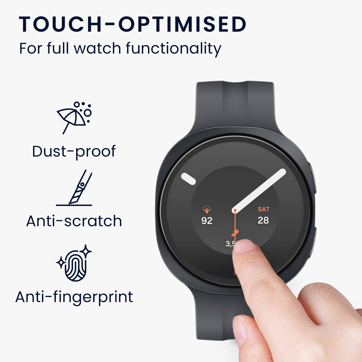 kwmobile 2x Schutzglas kompatibel mit Samsung Galaxy Watch 9 40mm Folie - Hart Glas Schutzfolie für Smartwatch - Displayschutz für Fitness Tracker Transparent Transparent