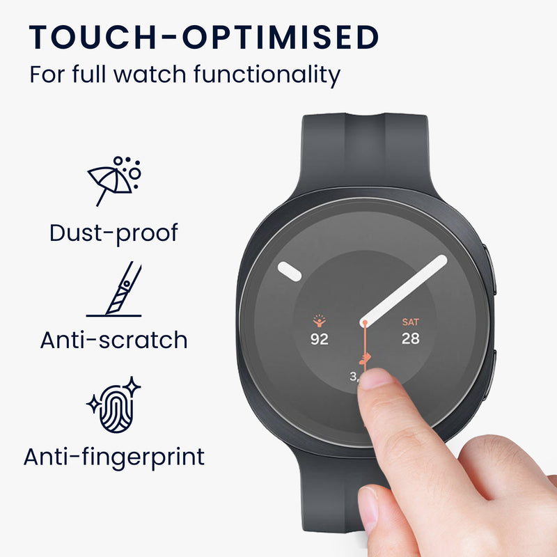 kwmobile 2x Schutzglas kompatibel mit Samsung Galaxy Watch 9 44mm Folie - Hart Glas Schutzfolie für Smartwatch - Displayschutz für Fitness Tracker Transparent Transparent