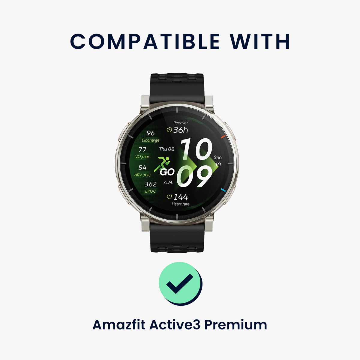kwmobile 2x Schutzglas kompatibel mit Amazfit Active3 Premium Folie - Hart Glas Schutzfolie für Smartwatch - Displayschutz für Fitness Tracker Transparent Transparent