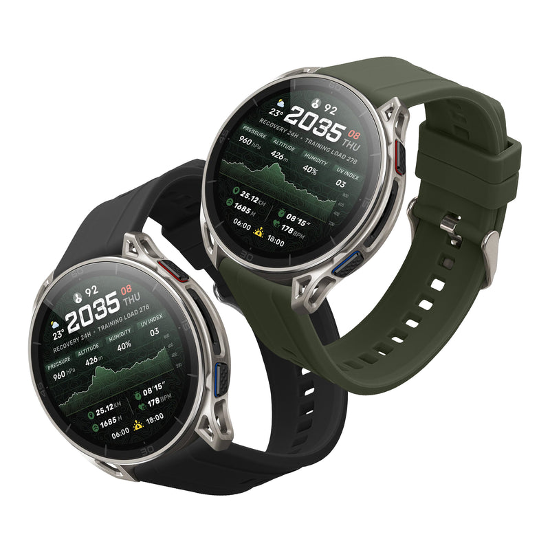 kwmobile 2x Uhrenarmband für Amazfit Cheetah 2 Ultra Armband - Fitnesstracker Band Set aus TPU Silikon - Ersatzarmband Smartwatch - Schwarz Dunkelgrün Schwarz