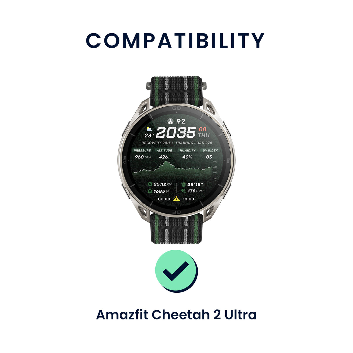 kwmobile 2x Uhrenarmband für Amazfit Cheetah 2 Ultra Armband - Fitnesstracker Band Set aus TPU Silikon - Ersatzarmband Smartwatch - Schwarz Dunkelgrün Schwarz