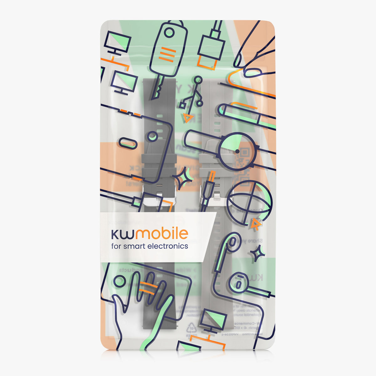 kwmobile 2x Uhrenarmband für Amazfit Cheetah 2 Ultra Armband - Fitnesstracker Band Set aus TPU Silikon - Ersatzarmband Smartwatch - Grau Schwarz Grau