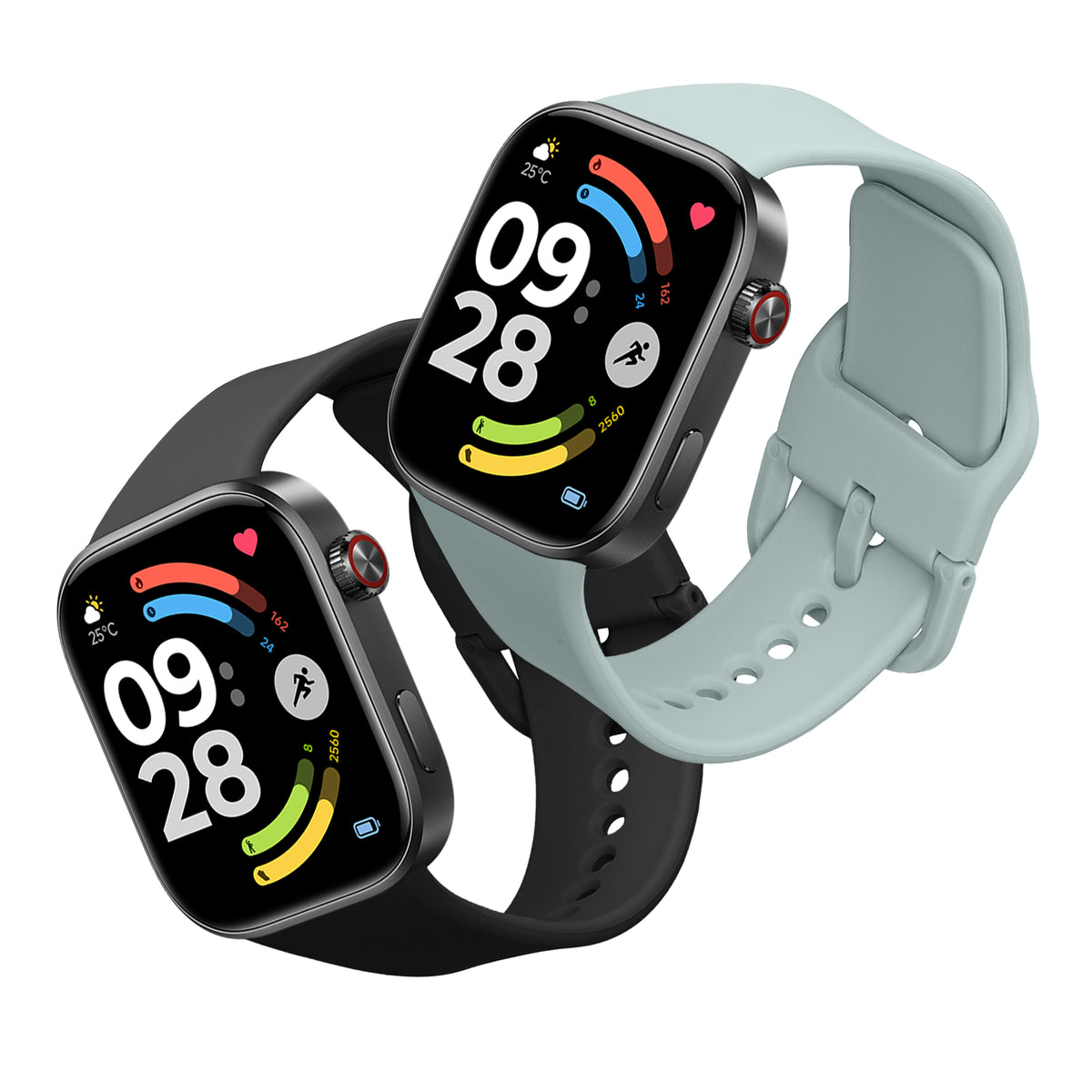 kwmobile 2x Uhrenarmband für Xiaomi Redmi Watch 6 / Redmi Watch 5 Armband - Fitnesstracker Band Set aus TPU Silikon - Ersatzarmband Smartwatch - Hellblau Schwarz Hellblau
