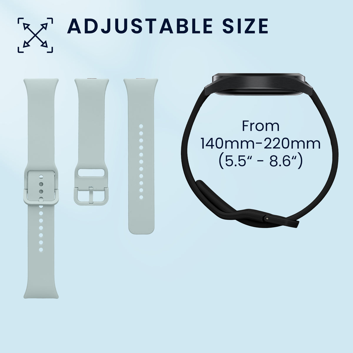 kwmobile 2x Uhrenarmband für Xiaomi Redmi Watch 6 / Redmi Watch 5 Armband - Fitnesstracker Band Set aus TPU Silikon - Ersatzarmband Smartwatch - Hellblau Schwarz Hellblau