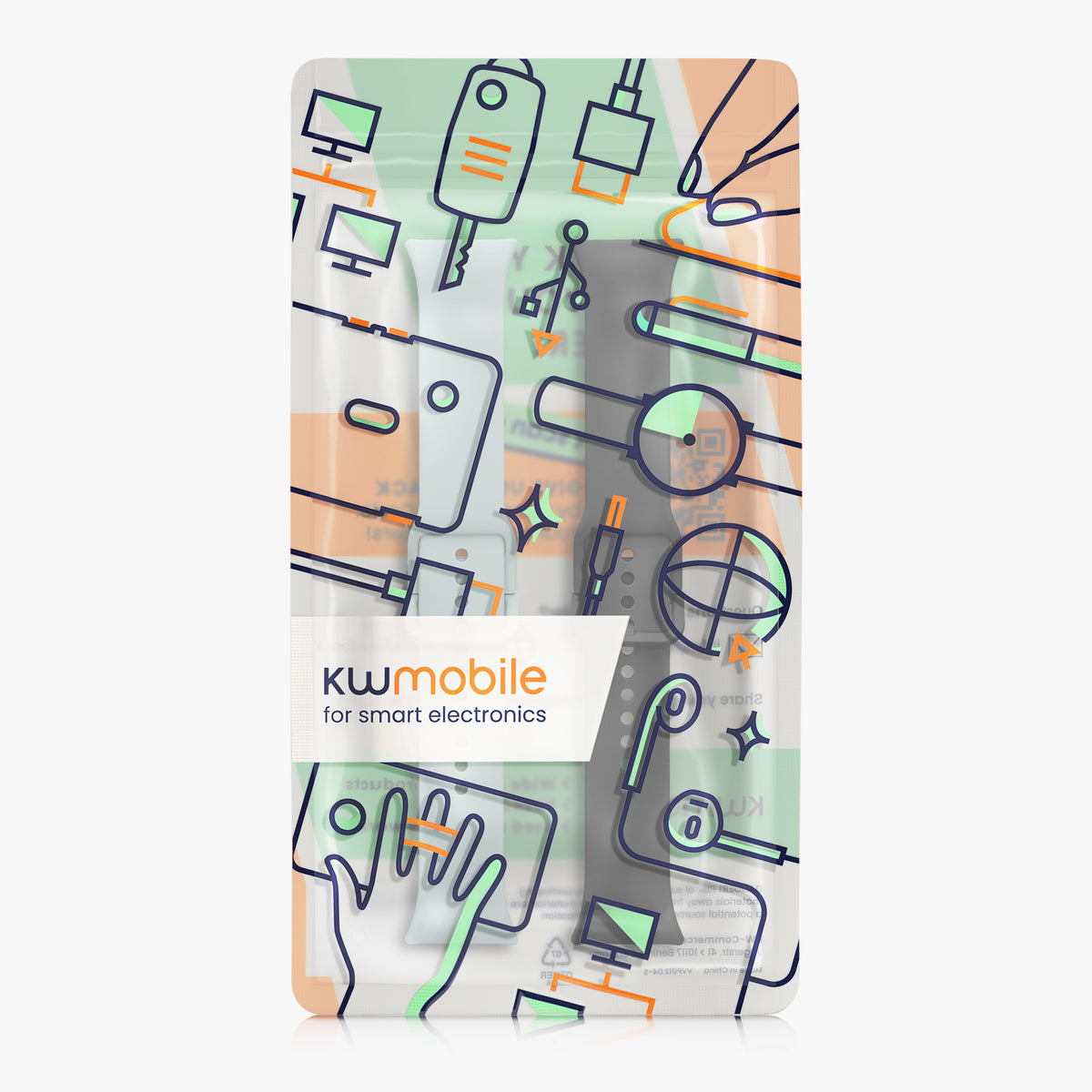 kwmobile 2x Uhrenarmband für Xiaomi Redmi Watch 6 / Redmi Watch 5 Armband - Fitnesstracker Band Set aus TPU Silikon - Ersatzarmband Smartwatch - Hellblau Schwarz Hellblau