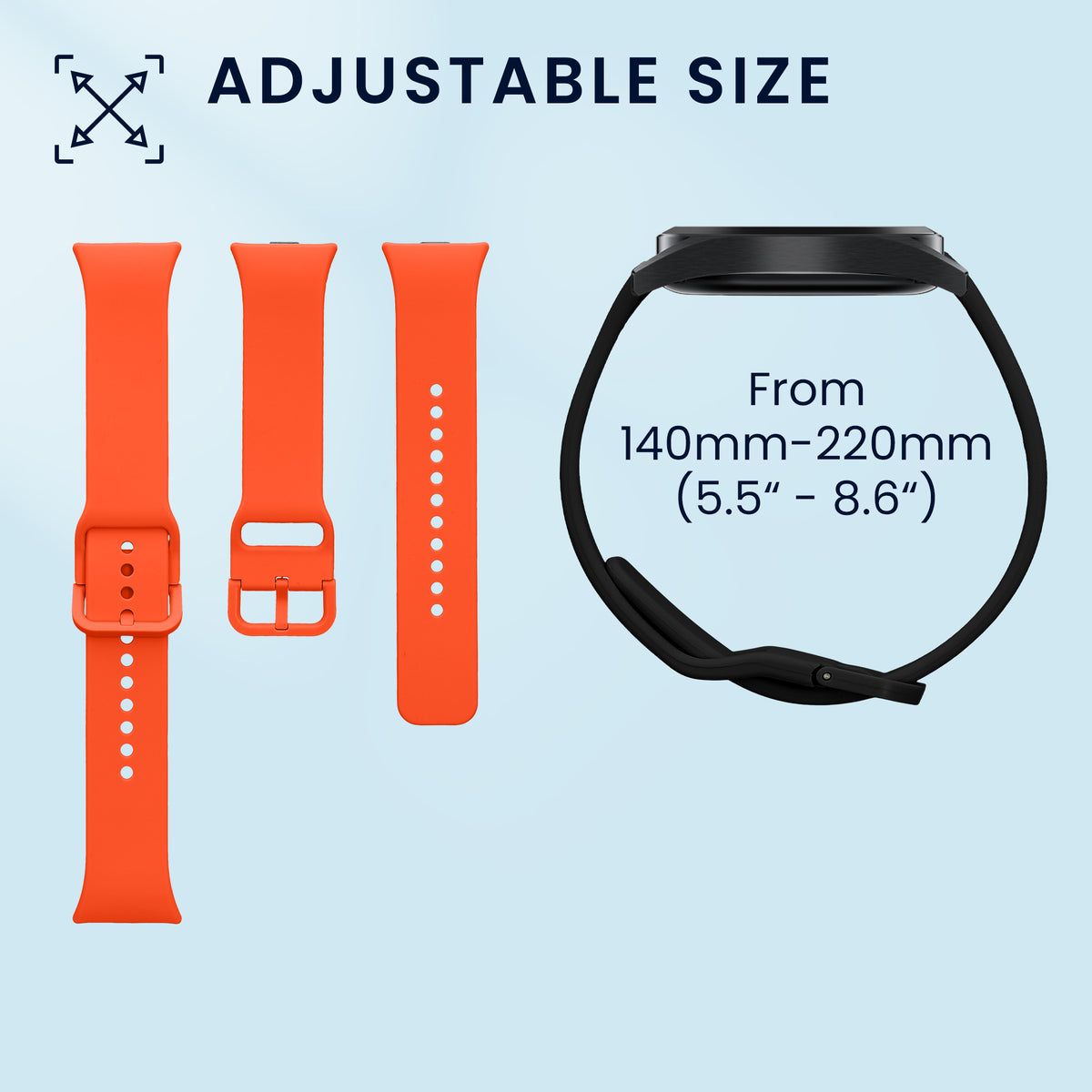 kwmobile 2x Uhrenarmband für Xiaomi Redmi Watch 6 / Redmi Watch 5 Armband - Fitnesstracker Band Set aus TPU Silikon - Ersatzarmband Smartwatch - Orange Schwarz Orange