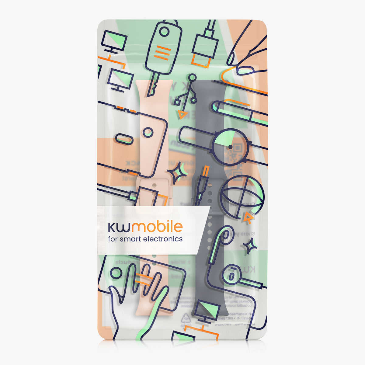 kwmobile 2x Uhrenarmband für Xiaomi Redmi Watch 6 / Redmi Watch 5 Armband - Fitnesstracker Band Set aus TPU Silikon - Ersatzarmband Smartwatch - Dunkelblau Altrosa Dunkelblau