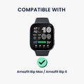 kwmobile Echtleder Uhrenarmband für Amazfit Bip Max / Amazfit Bip 6 Armband - Ersatzarmband für Fitnesstracker - Wechselarmband Smartwatch - Schwarz Schwarz