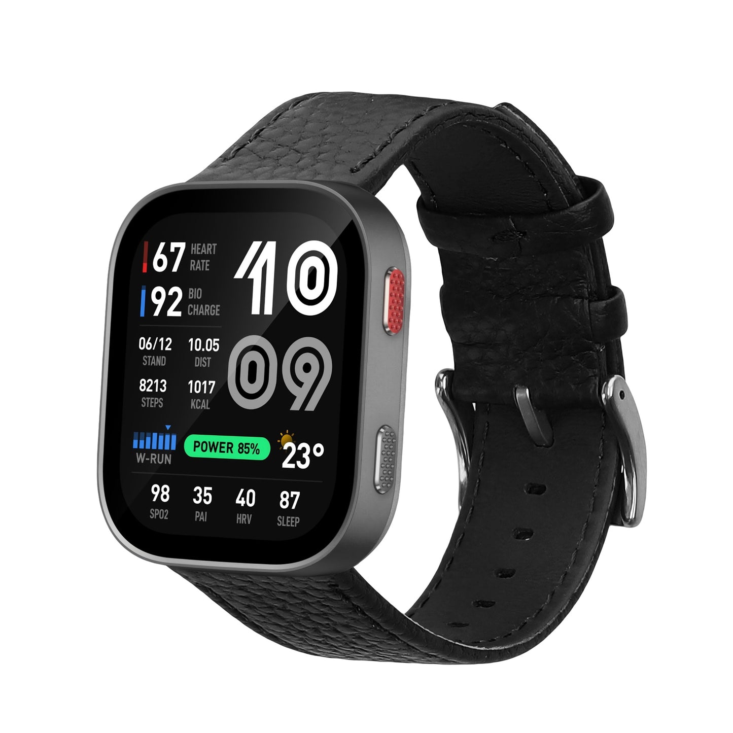 kwmobile Echtleder Uhrenarmband für Amazfit Bip Max / Amazfit Bip 6 Armband - Ersatzarmband für Fitnesstracker - Wechselarmband Smartwatch - Schwarz Schwarz